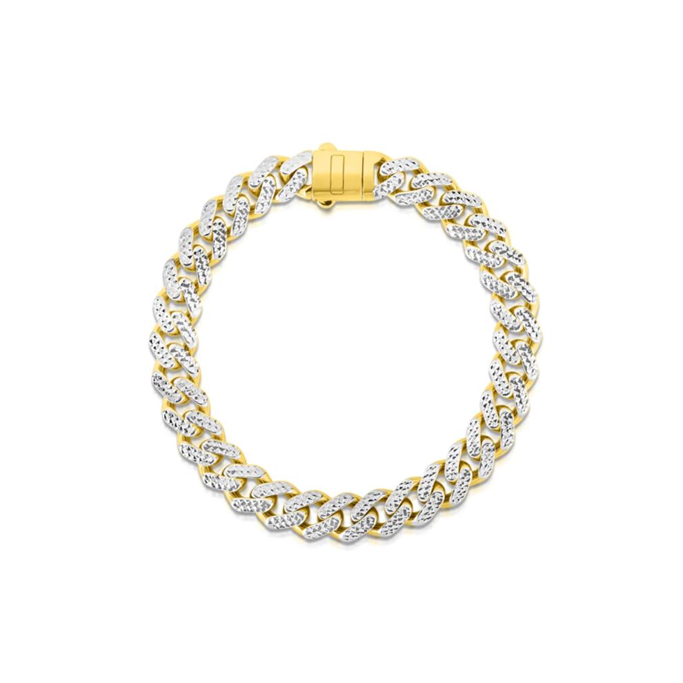 Miami Cuban Diamond-Cut Bracelet in 14K Yellow Gold, 9.5MM – Image 1 of 3