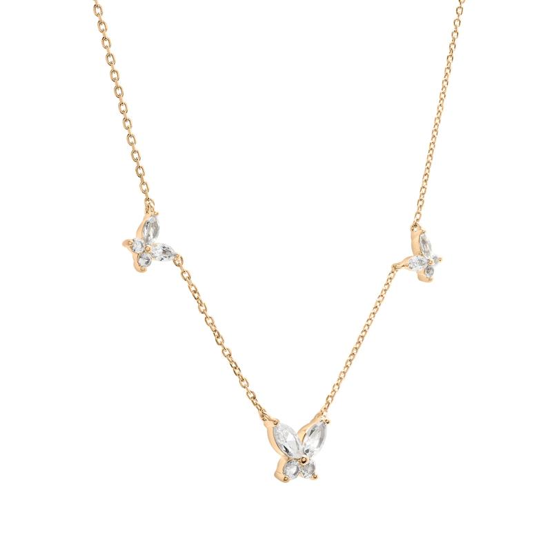 Lab-Created White Sapphire Butterfly Station Necklace in Vermeil – Image 4 of 6