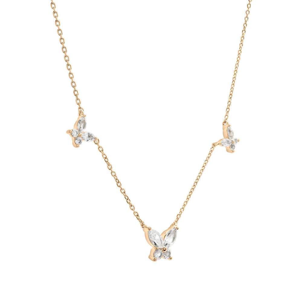 Lab-Created White Sapphire Butterfly Station Necklace in Vermeil – Image 4 of 6