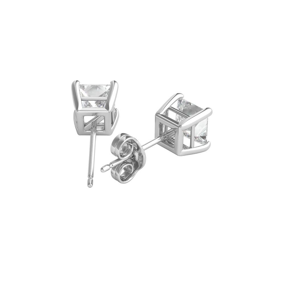 Diamond Princess-Cut Solitaire Stud Earrings in 14K White Gold (1 1/2 ct. tw.) – Image 3 of 4