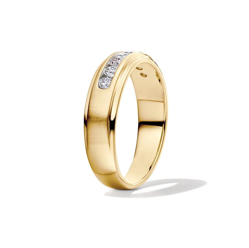 Men's Lab Grown Diamond Channel-Set Band in 10K Yellow Gold (1/2 ct. tw.) – Image 3 of 4