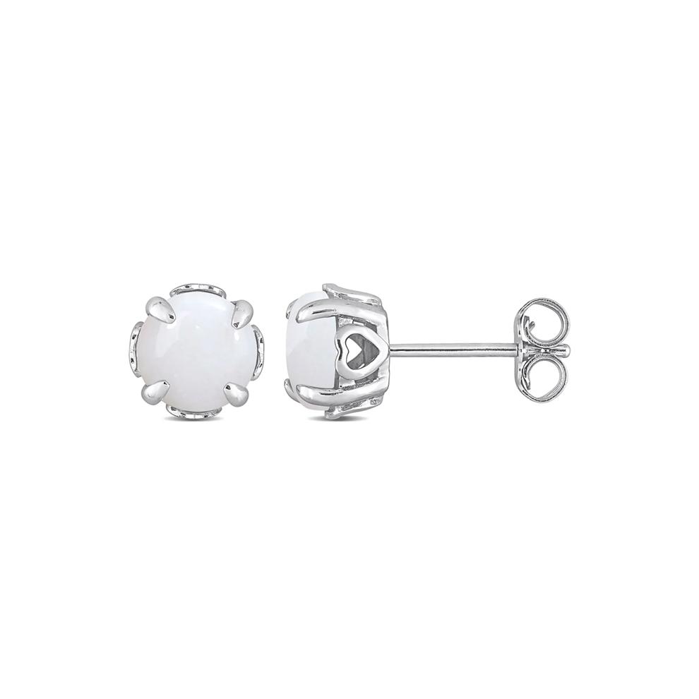Opal Stud Earrings with Heart Baskets in Sterling Silver – Image 1 of 3