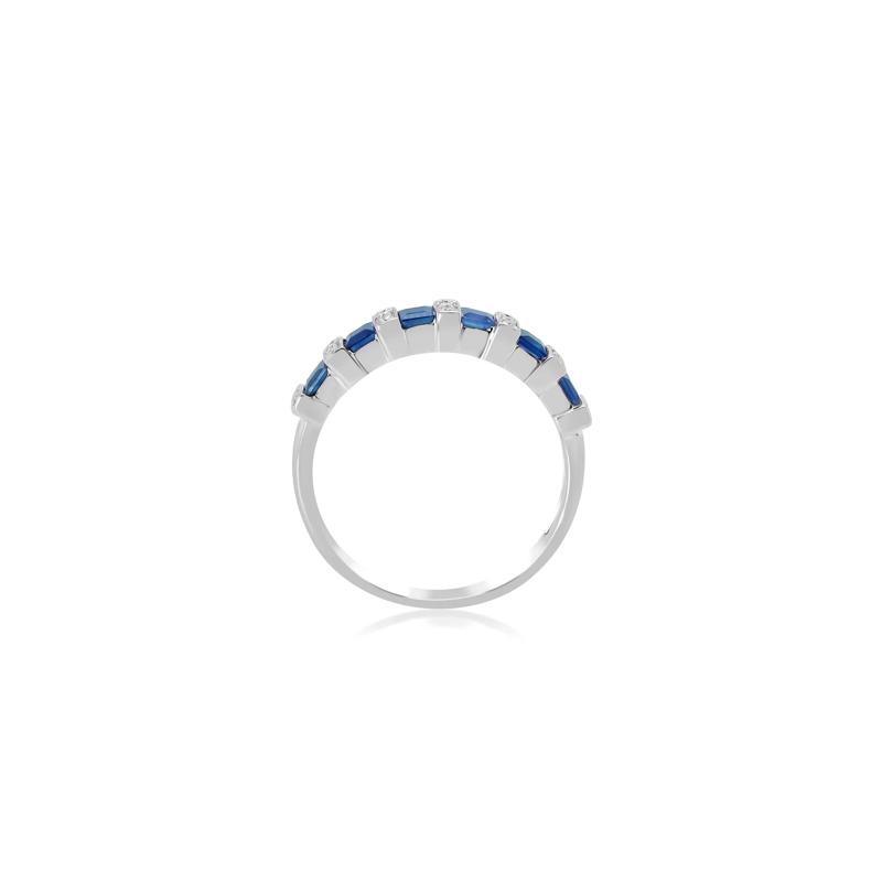 Princess-Cut Blue Sapphire and Diamond Accent Ring in 10K White Gold – Image 3 of 4