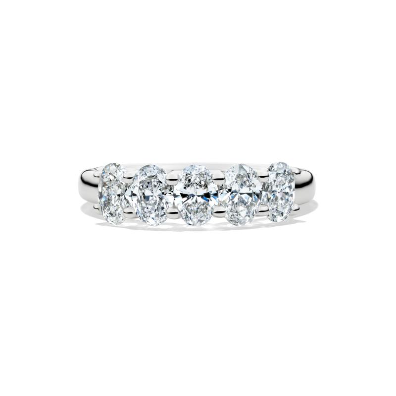 Lab Grown Diamond Five-Stone Oval Anniversary Band in 14K White Gold &#40;1 1/2 ct. tw.&#41;  – Image 1 of 4