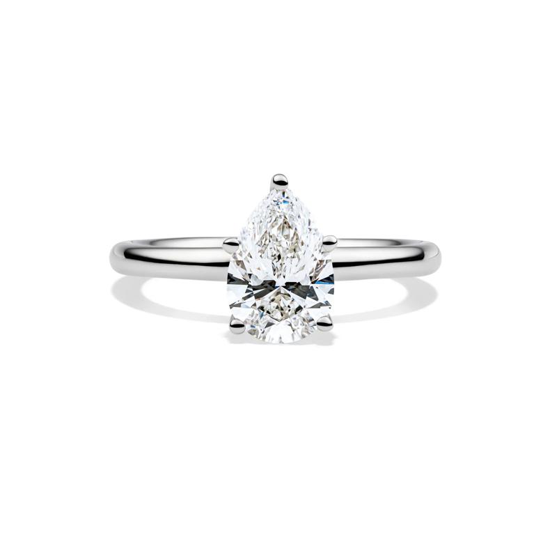 Lab Grown Diamond Pear-Shaped Solitaire Engagement Ring in 14K White Gold &#40;1 1/2 ct.&#41; – Image 1 of 4