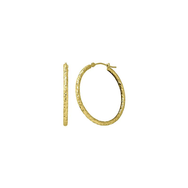 Diamond Cut Hoop Earrings in 14K Yellow Gold – Image 1 of 2