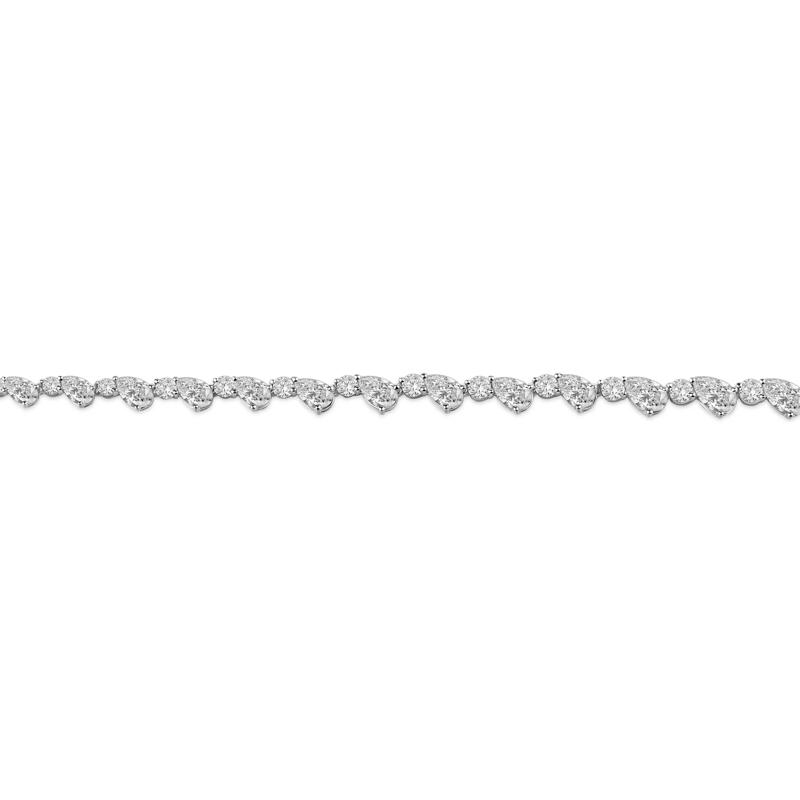 Lab Grown Diamond Pear and Round V-Necklace in 14K White Gold &#40;20 ct. tw.&#41; – Image 2 of 4