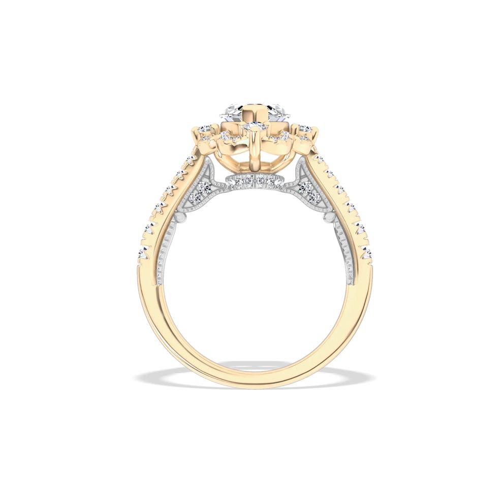 Lab Grown Diamond Scalloped Halo Engagement Ring in 14K Yellow &amp; White Gold (2 5/8 ct. tw.) – Image 2 of 4