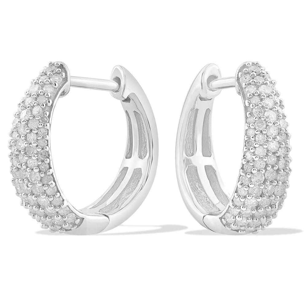 Diamond Hoop Earrings in Sterling Silver (1/2 ct. tw.) – Image 1 of 2