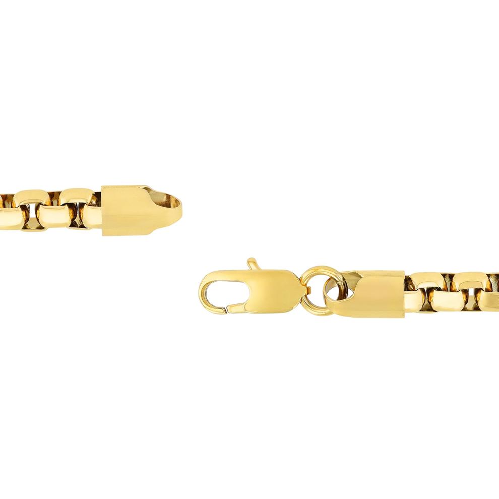 Round Box Link Bracelet in Yellow Ion-Plated Stainless Steel, 6.5MM, 9&rdquo; – Image 3 of 3