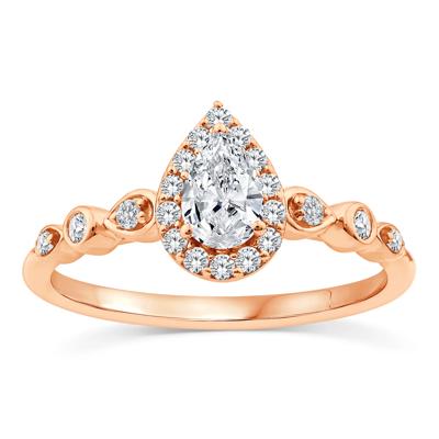 Lab Grown Diamond Pear Promise Ring in 10K Rose Gold (1/2 ct. tw.)