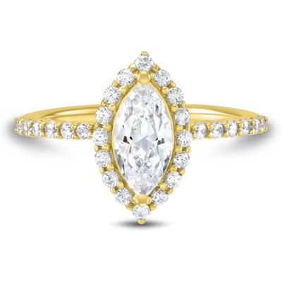 Lab Grown Diamond Marquise Halo Engagement Ring in 14K Yellow Gold (1 3/4 ct. tw.)