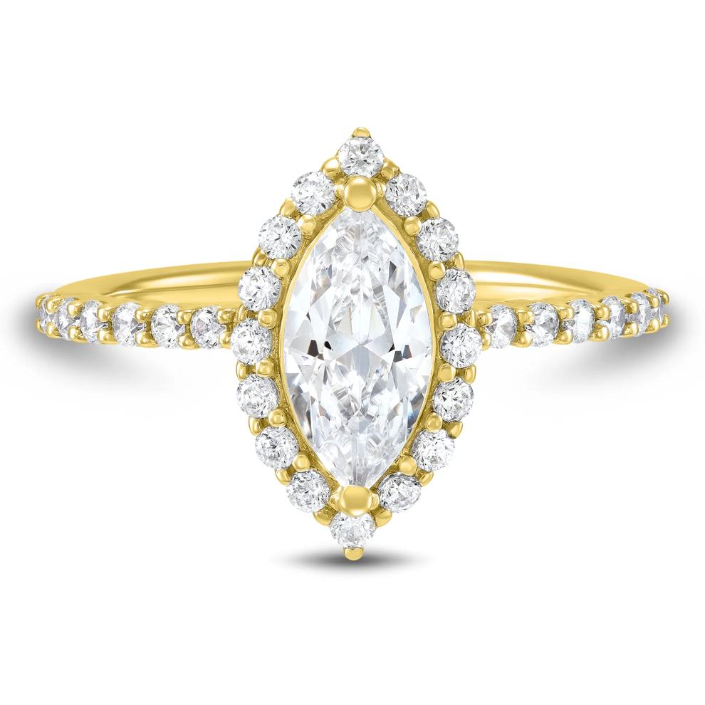 Lab Grown Diamond Marquise Halo Engagement Ring in 14K Yellow Gold (1 3/4 ct. tw.) – Image 1 of 3