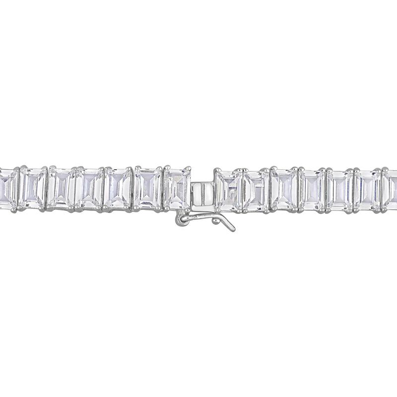 Lab Created Baguette-Shaped White Sapphire Necklace in Sterling Silver – Image 3 of 6