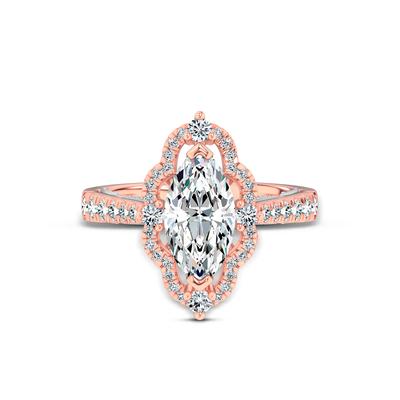 Lab Grown Diamond Scalloped Halo Engagement Ring in 14K Rose & White Gold (2 5/8 ct. tw.)