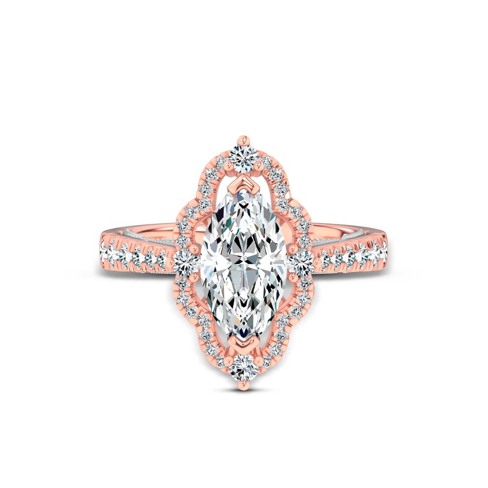 Lab Grown Diamond Scalloped Halo Engagement Ring in 14K Rose &amp; White Gold (2 5/8 ct. tw.) – Image 1 of 4