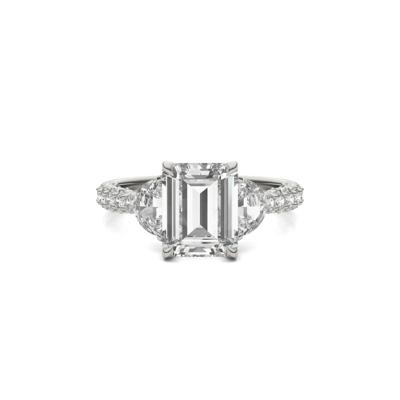 Emerald-Cut Lab Created Moissanite Engagement Ring in 14K White Gold