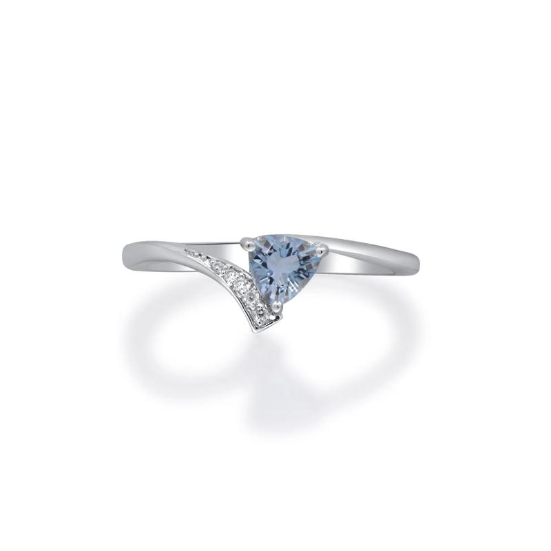 Aquamarine and Diamond Accent Bypass Ring in Sterling Silver – Image 5 of 5