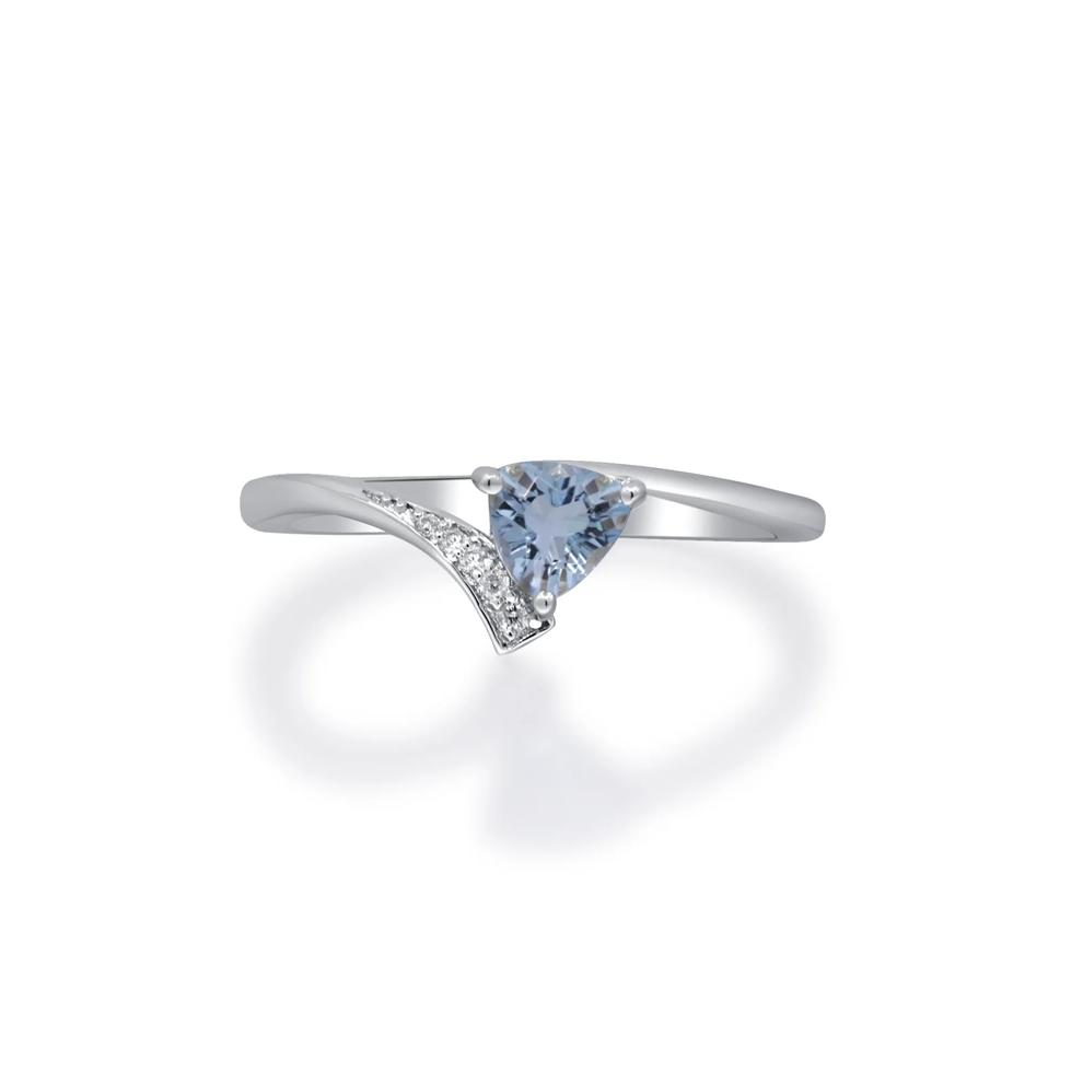Aquamarine and Diamond Accent Bypass Ring in Sterling Silver – Image 5 of 5