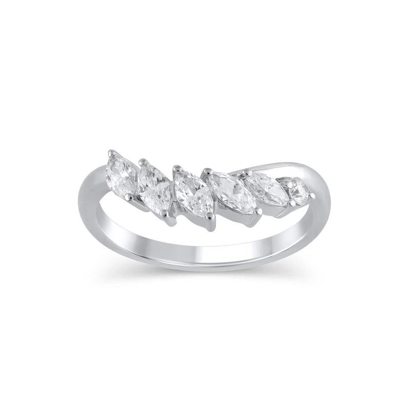 Lab Grown Diamond Marquise-Cut Contour Band in 14K White Gold &#40;3/4 ct. tw.&#41; – Image 1 of 3