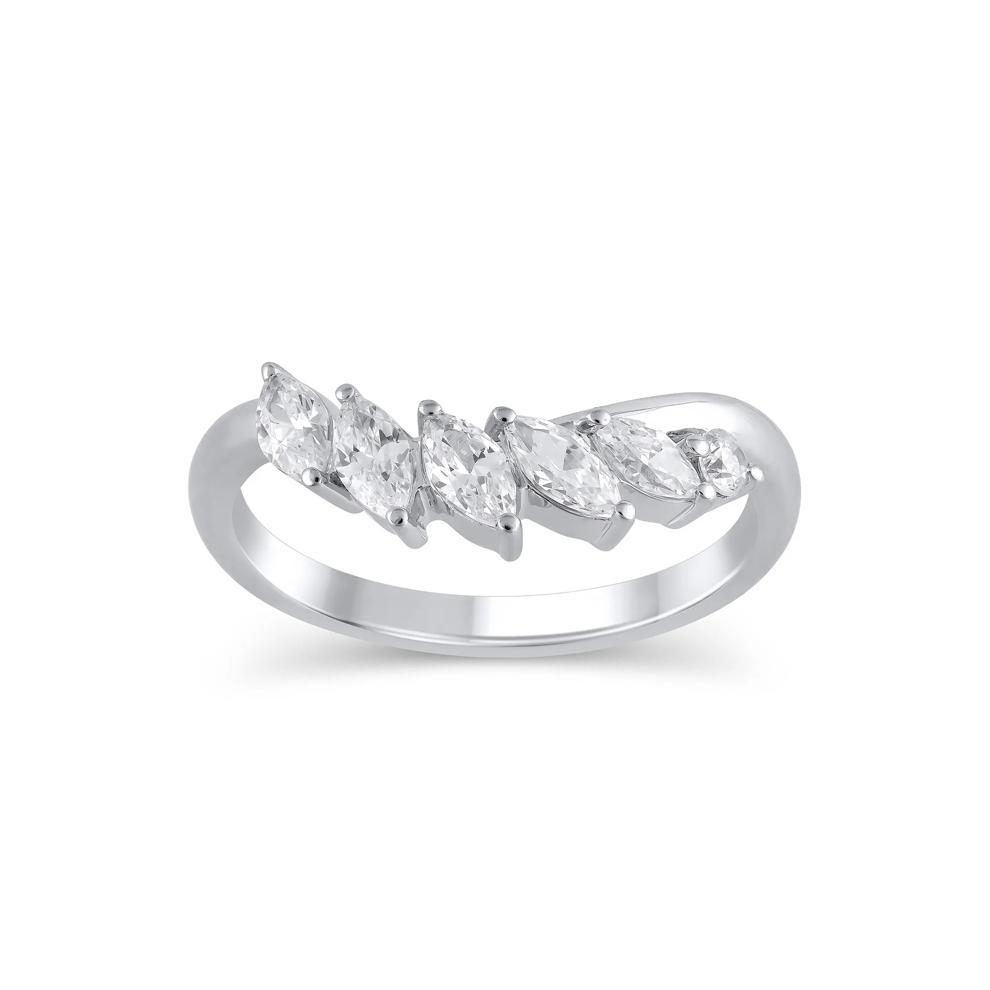 Lab Grown Diamond Marquise-Cut Contour Band in 14K White Gold (3/4 ct. tw.) – Image 1 of 3