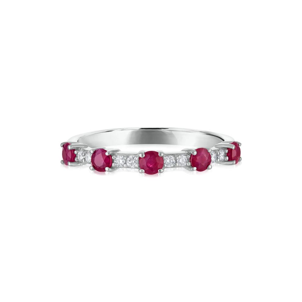 Ruby &amp; Diamond Ring in 10K White Gold (1/10 ct. tw.) – Image 1 of 3