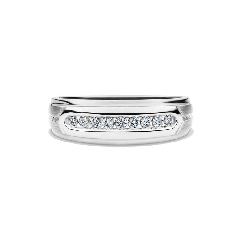 Men&rsquo;s Channel-Set Diamond Wedding Band in 10K White Gold &#40;1/4 ct. tw.&#41; – Image 1 of 3
