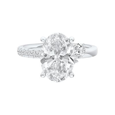 Ella Lab Grown Diamond Oval Center Engagement Ring in 14K White Gold (3 1/3 ct. tw.)