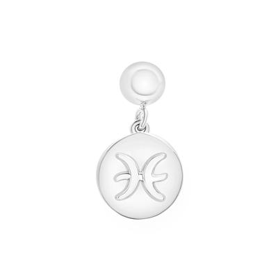 Pisces Zodiac Disc Bead Charm in Sterling Silver