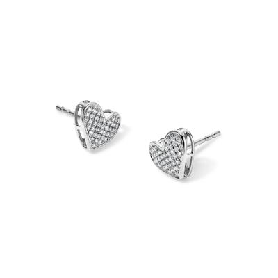 Diamond Heart Stud Earrings in 14K White Gold (1/7 ct. tw.)