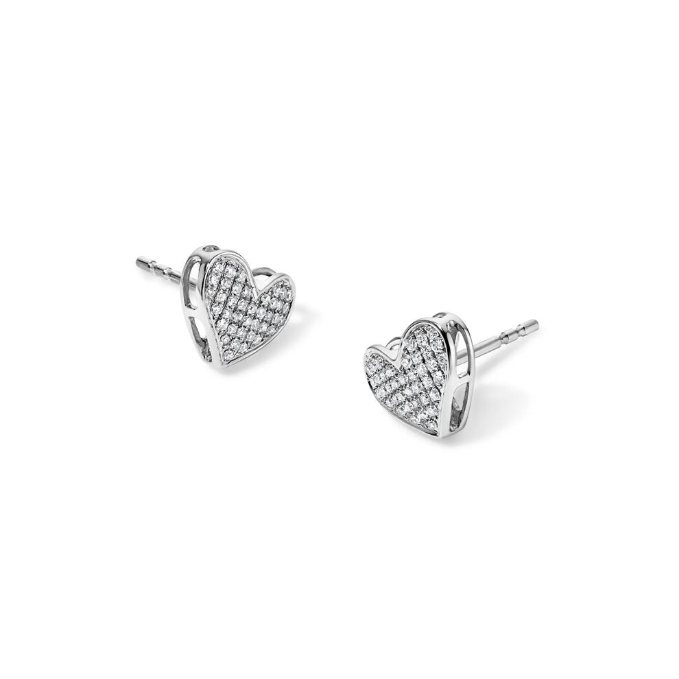 Diamond Heart Stud Earrings in 14K White Gold (1/7 ct. tw.) – Image 1 of 2