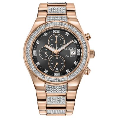 Crystal Men’s Watch in Rose Gold-Tone Ion-Plated Stainless Steel, 42mm