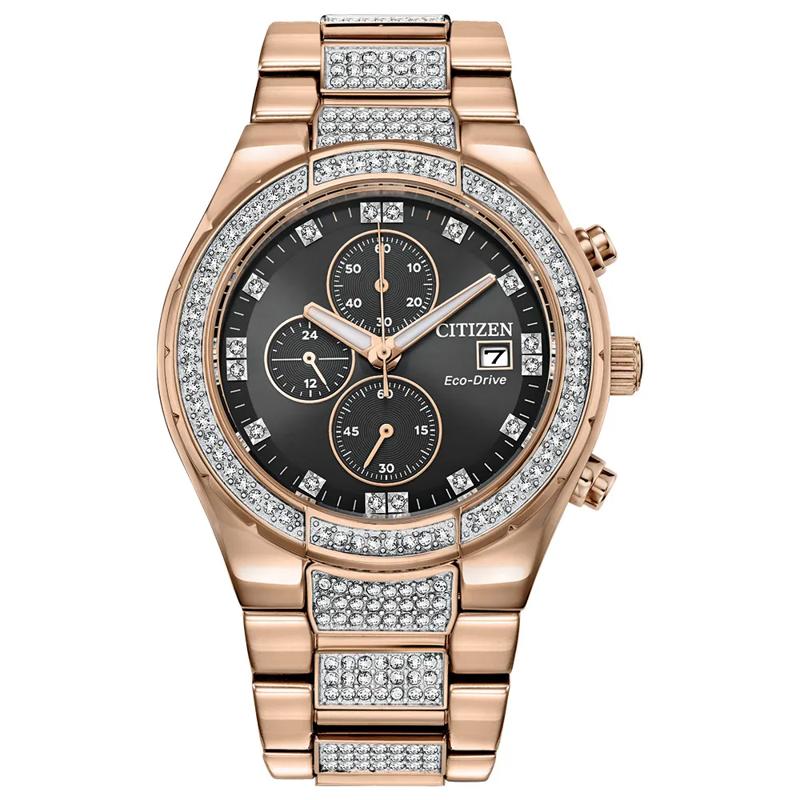 Crystal Men&rsquo;s Watch in Rose Gold-Tone Ion-Plated Stainless Steel, 42mm – Image 1 of 3