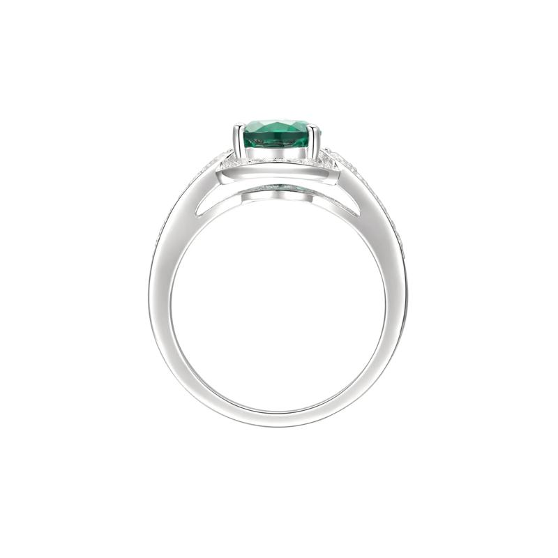 Pear-Shaped Lab Created Emerald Earring, Pendant &amp; Ring Set in Sterling Silver – Image 3 of 9