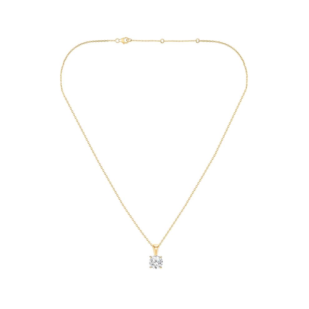 Diamond Round Solitaire Pendant in 14K Yellow Gold (1/2 ct.) – Image 3 of 4
