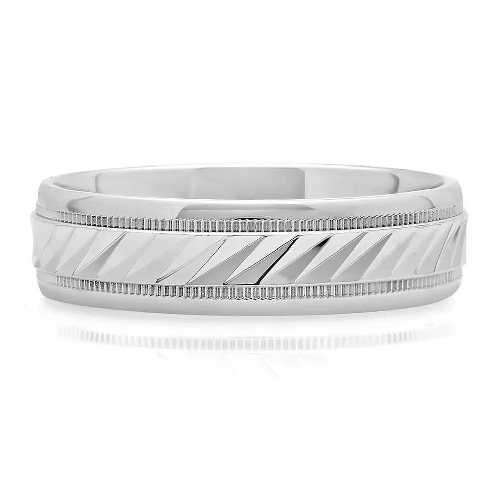 Men's Wave Pattern Band in Sterling Silver, 6MM – Image 1 of 2