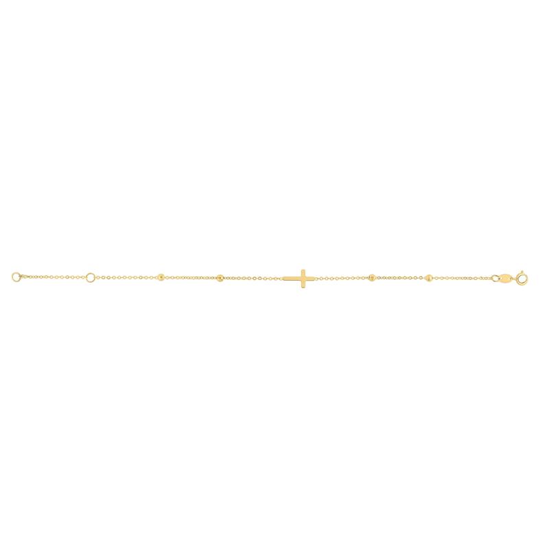 Cross Bracelet in 14K Yellow Gold, 7&rdquo; – Image 2 of 2