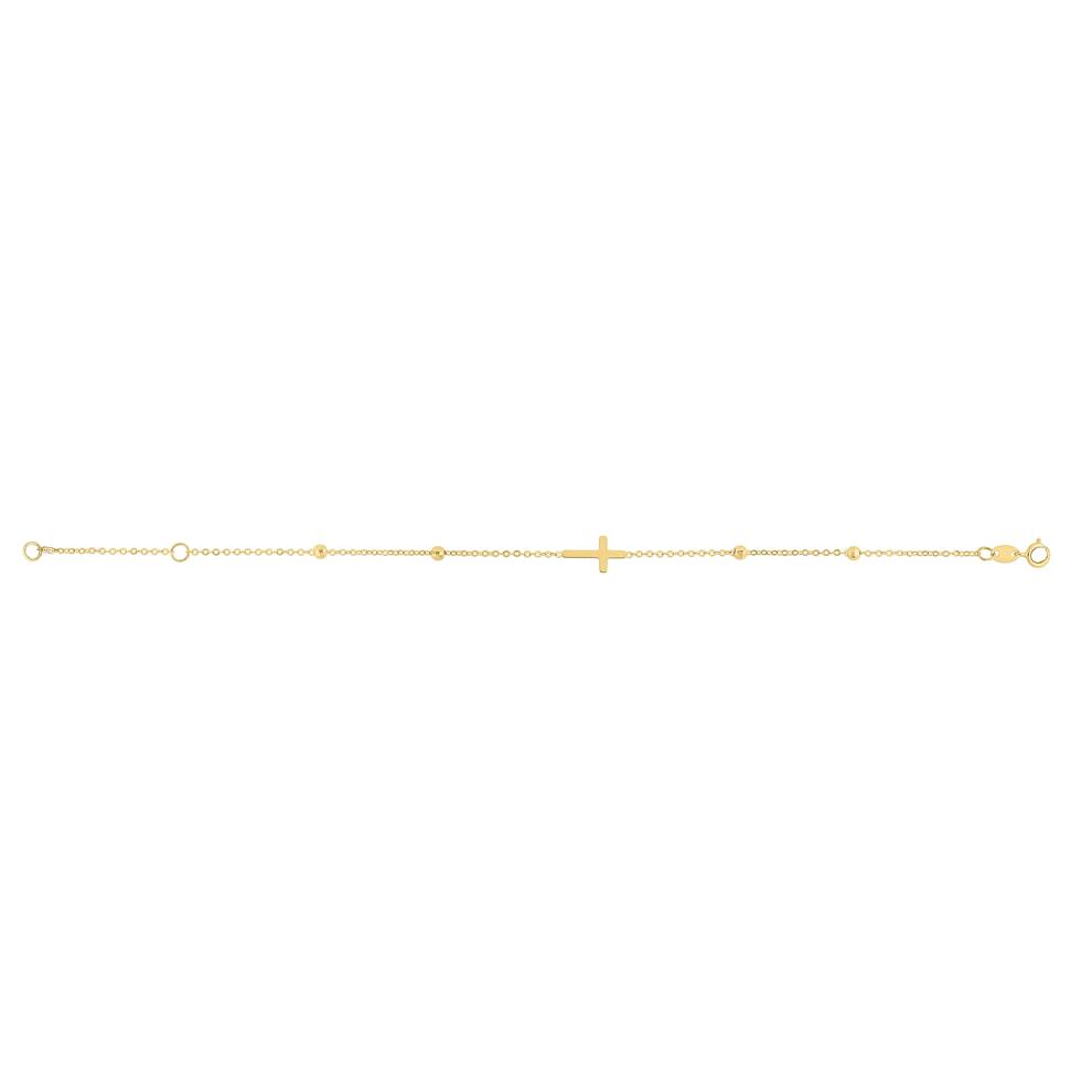 Cross Bracelet in 14K Yellow Gold, 7&rdquo; – Image 2 of 2