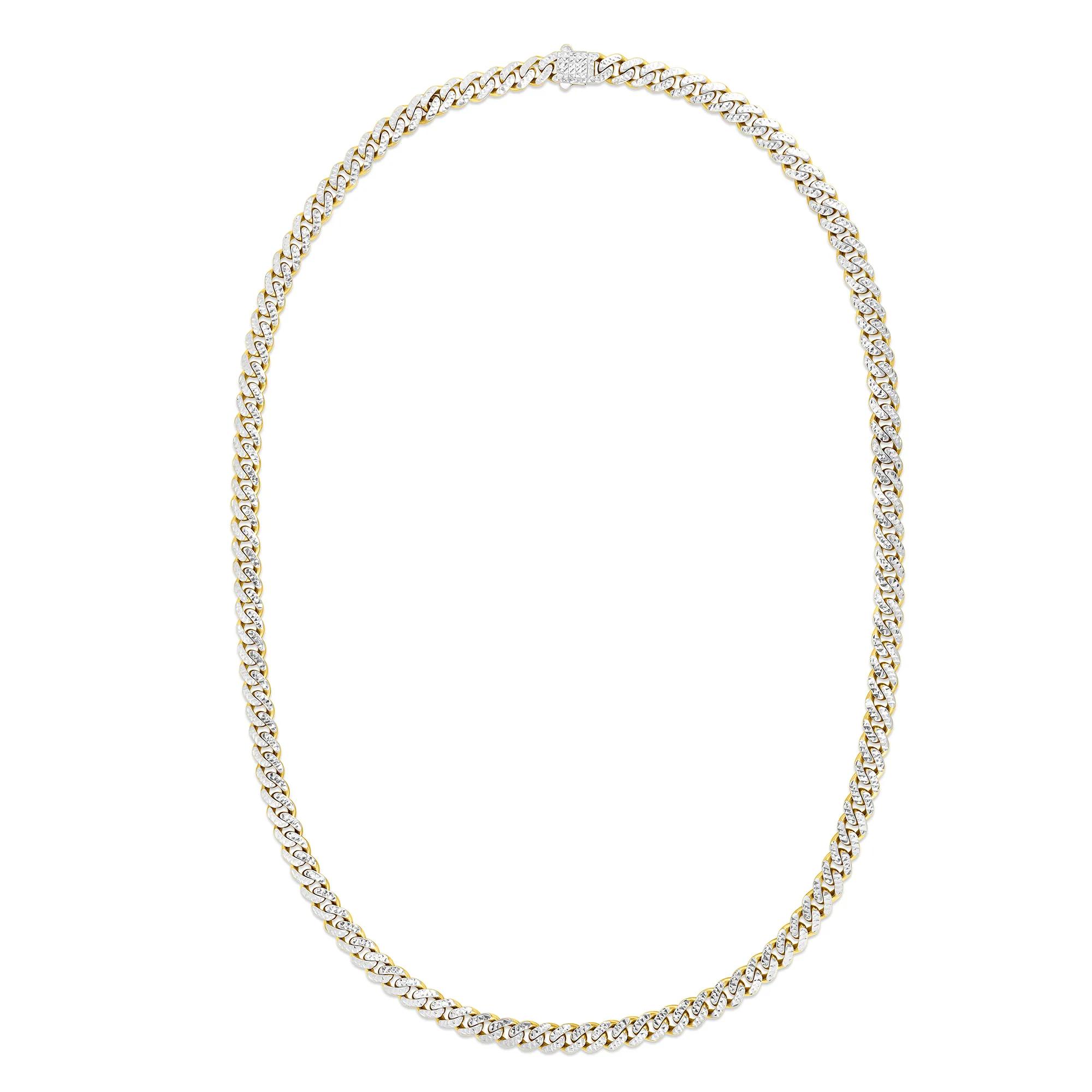 Miami Cuban Pave Chain in 14K Yellow and White Gold, 6.5MM, 24
