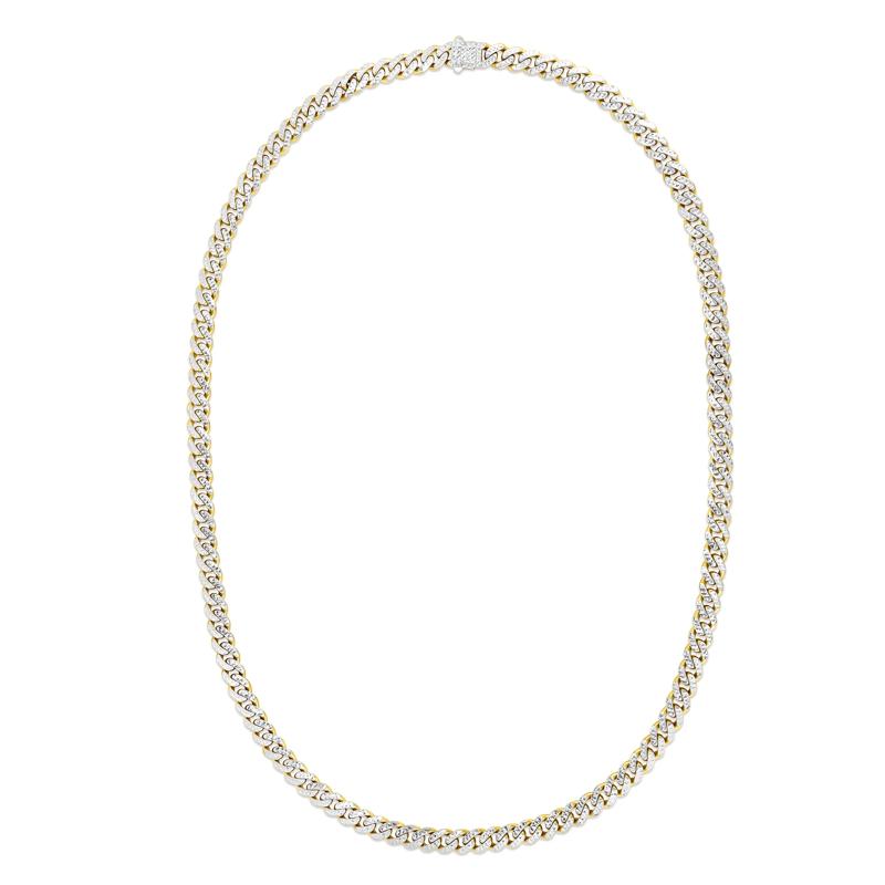 Miami Cuban Pave Chain in 14K Yellow and White Gold, 6.5MM, 24" – Image 1 of 5