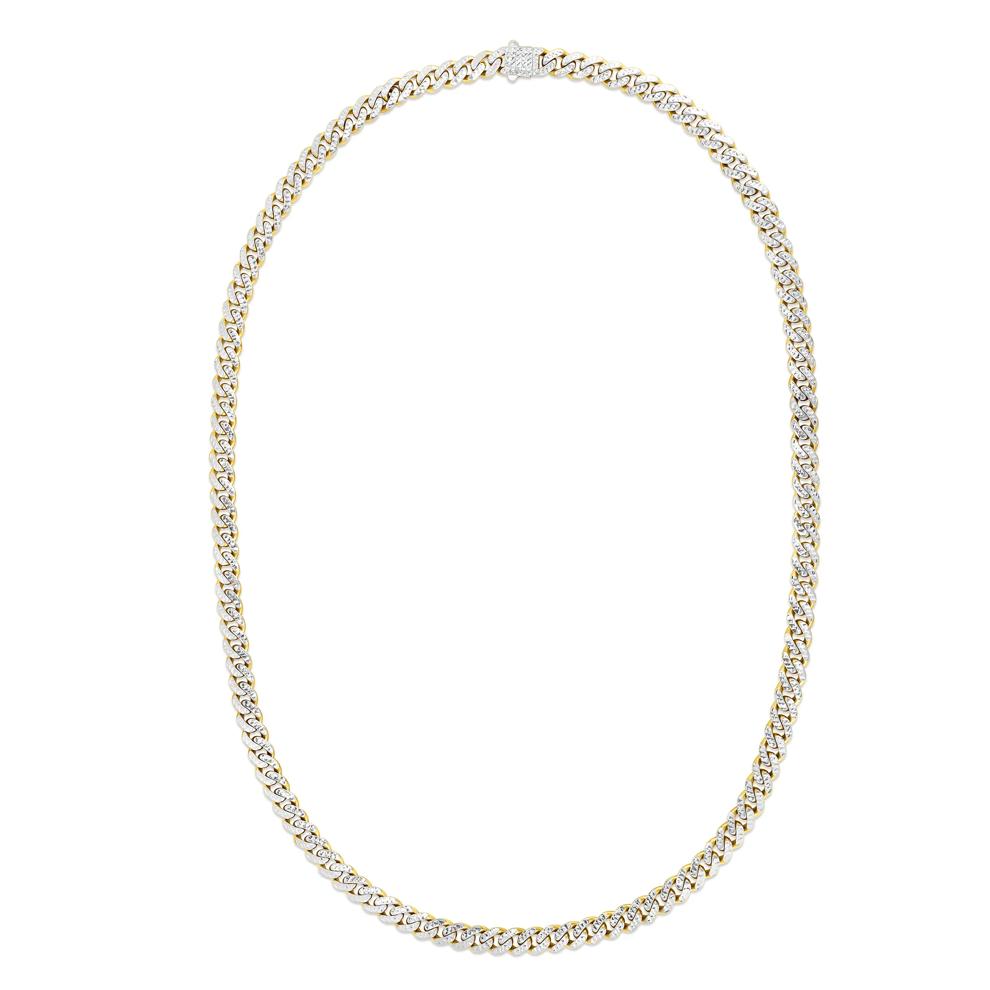 Miami Cuban Pave Chain in 14K Yellow and White Gold, 6.5MM, 24" – Image 1 of 5