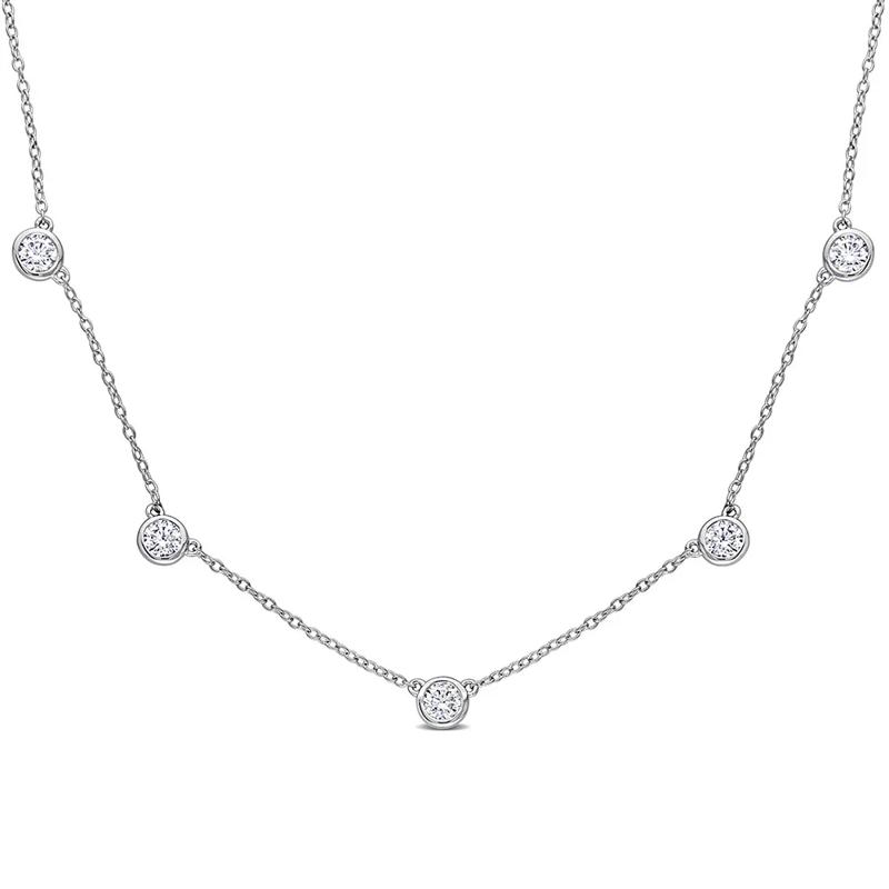 Moissanite Station Necklace in Sterling Silver &#40;2 1/4 ct. dew&#41; – Image 1 of 3