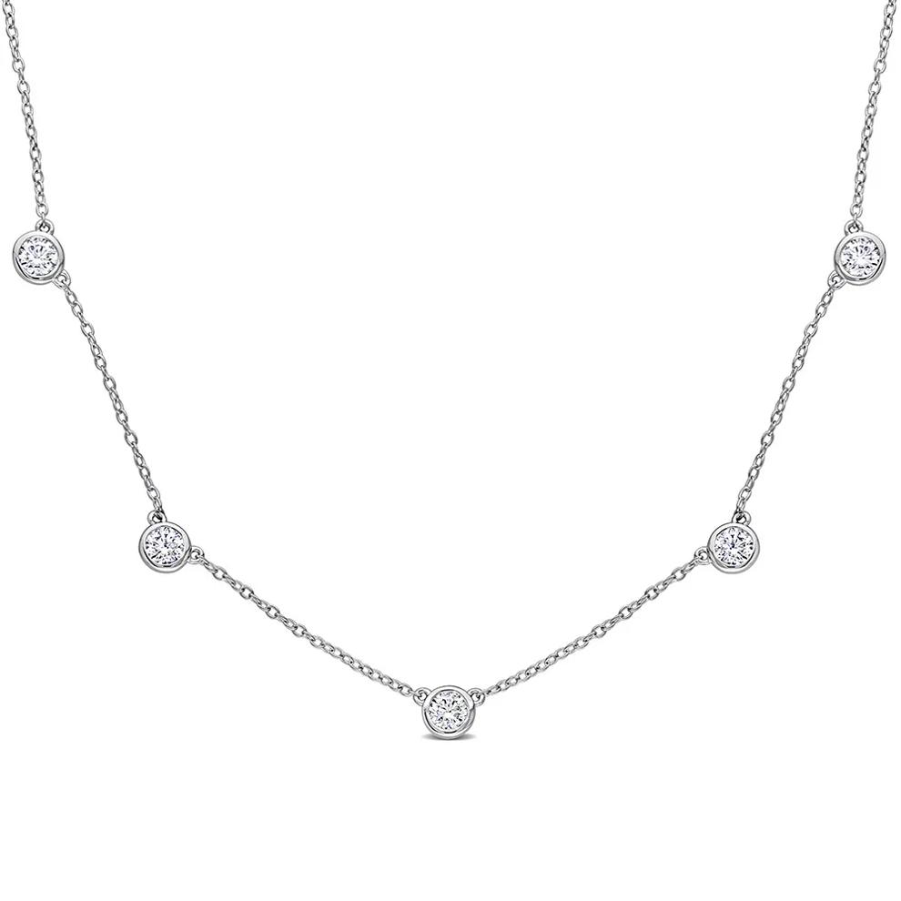 Moissanite Station Necklace in Sterling Silver (2 1/4 ct. dew) – Image 1 of 3