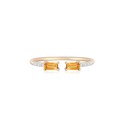  Citrine & Diamond Accent Stacking Ring in 10K Yellow Gold 