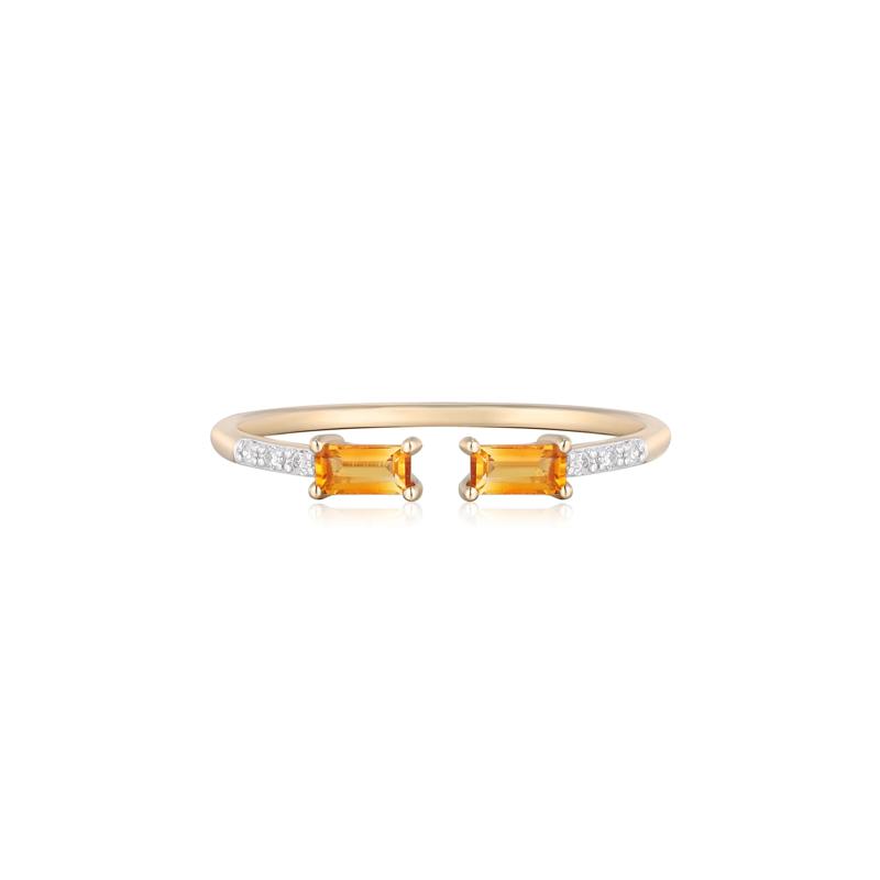  Citrine &amp; Diamond Accent Stacking Ring in 10K Yellow Gold  – Image 1 of 3