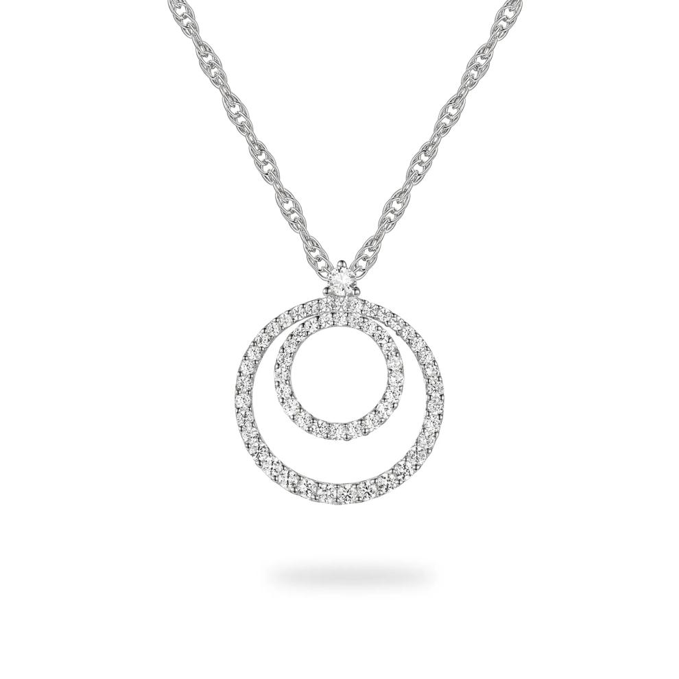 Diamond Double Open Circle Pendant Necklace in 10K White Gold (1/3 ct. tw.) – Image 1 of 4