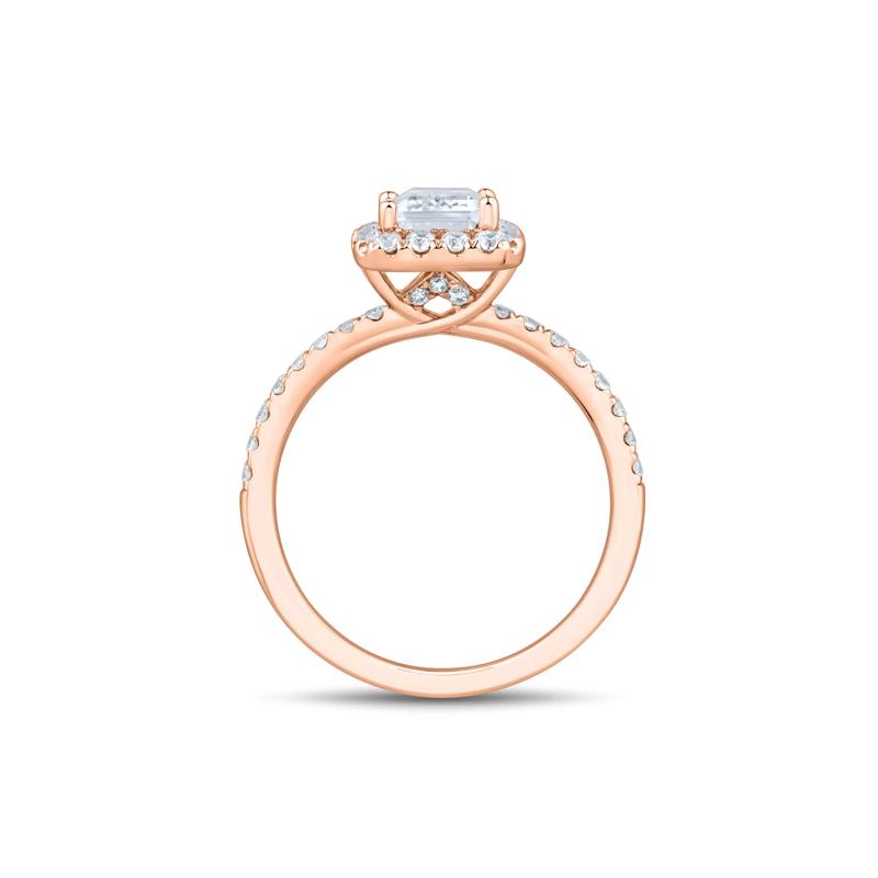 Lab Grown Diamond Emerald-Cut Halo Engagement Ring in 14K Rose Gold &#40;2 ct. tw.&#41; – Image 2 of 3