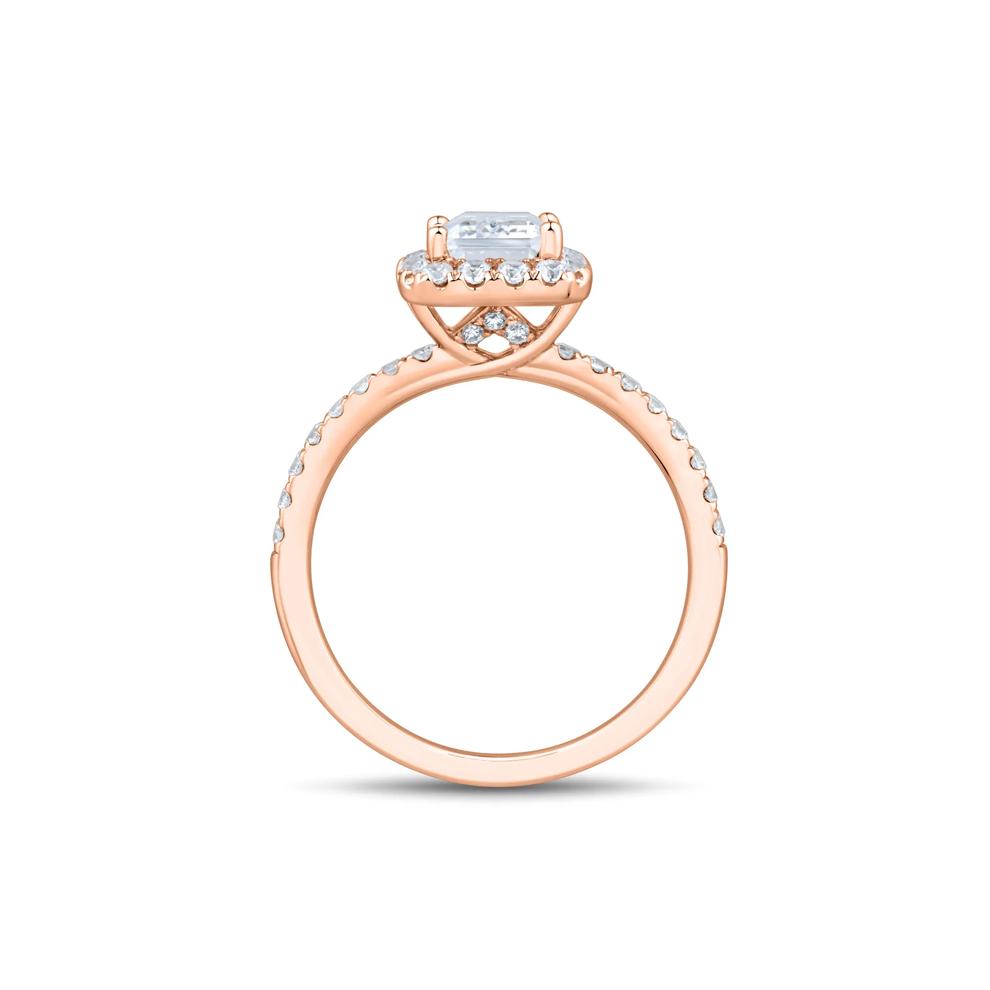 Lab Grown Diamond Emerald-Cut Halo Engagement Ring in 14K Rose Gold (2 ct. tw.) – Image 2 of 3