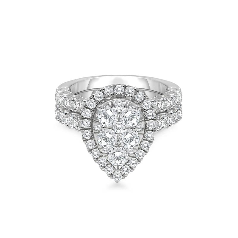 Lab Grown Diamond Pear-Shaped Engagement Ring Set in 10K White Gold &#40;3 ct. tw.&#41; – Image 1 of 3