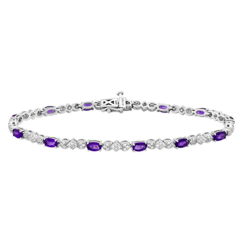 Amethyst and Lab-Created White Sapphire Bracelet in Sterling Silver  – Image 1 of 2
